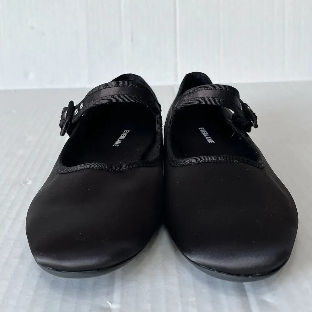 Everlane The Day Buckle Mary Jane Black Satin Ballet Flats Womens Sz 9.5 Preppy - Picture 6 of 15